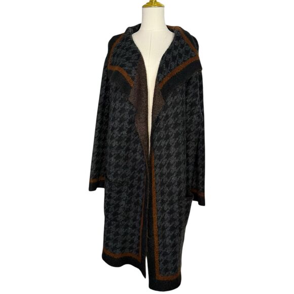 Max Studio Women’s 2X Houndstooth Cardigan Sweater Knit Open Front Cozy - Picture 3 of 7